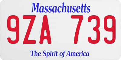 MA license plate 9ZA739