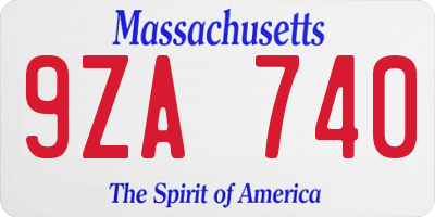MA license plate 9ZA740