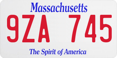 MA license plate 9ZA745