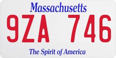 MA license plate 9ZA746