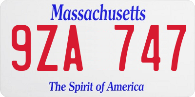 MA license plate 9ZA747