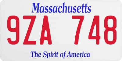 MA license plate 9ZA748