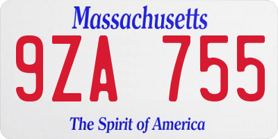 MA license plate 9ZA755