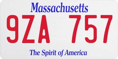 MA license plate 9ZA757
