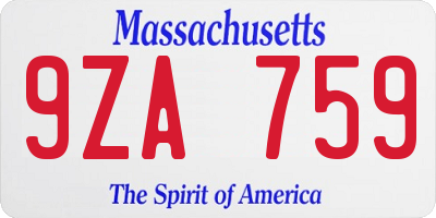 MA license plate 9ZA759