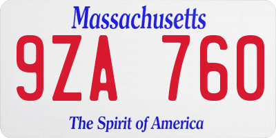 MA license plate 9ZA760