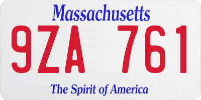MA license plate 9ZA761