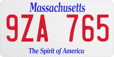 MA license plate 9ZA765