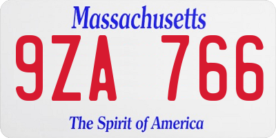 MA license plate 9ZA766