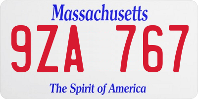 MA license plate 9ZA767