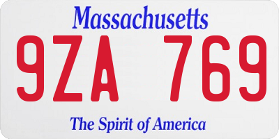 MA license plate 9ZA769