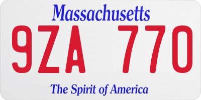MA license plate 9ZA770