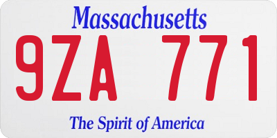 MA license plate 9ZA771
