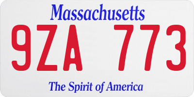 MA license plate 9ZA773