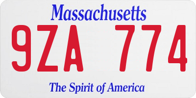 MA license plate 9ZA774