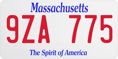 MA license plate 9ZA775