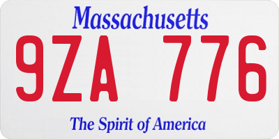 MA license plate 9ZA776