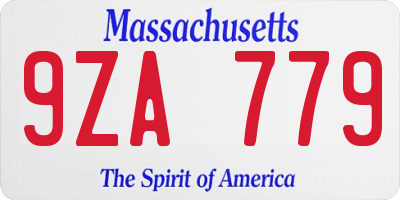 MA license plate 9ZA779