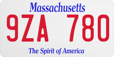 MA license plate 9ZA780