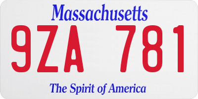 MA license plate 9ZA781