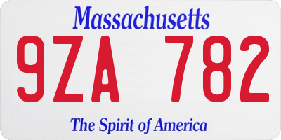 MA license plate 9ZA782