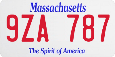 MA license plate 9ZA787