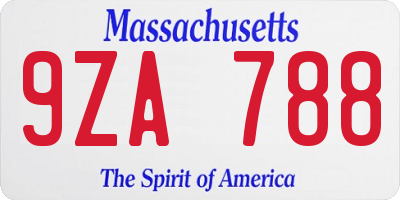 MA license plate 9ZA788