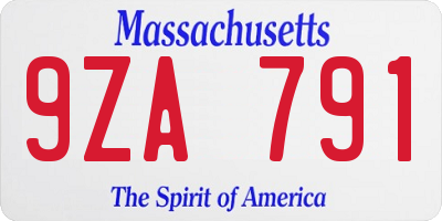 MA license plate 9ZA791