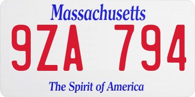 MA license plate 9ZA794