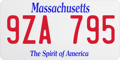 MA license plate 9ZA795