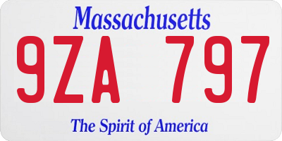 MA license plate 9ZA797