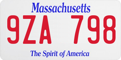 MA license plate 9ZA798