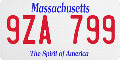 MA license plate 9ZA799