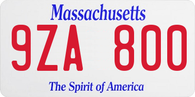 MA license plate 9ZA800