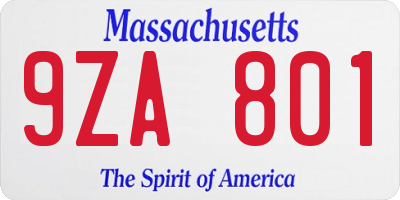 MA license plate 9ZA801