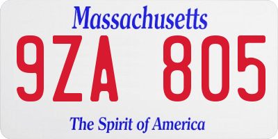 MA license plate 9ZA805