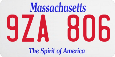 MA license plate 9ZA806