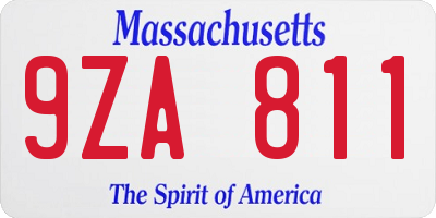 MA license plate 9ZA811