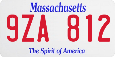 MA license plate 9ZA812