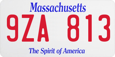 MA license plate 9ZA813
