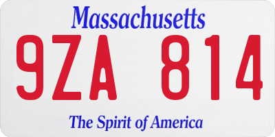 MA license plate 9ZA814