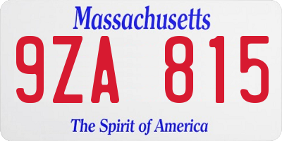 MA license plate 9ZA815