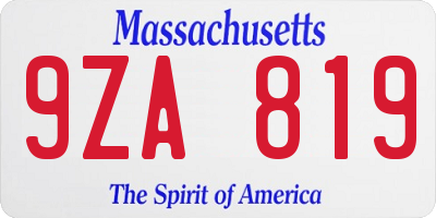 MA license plate 9ZA819