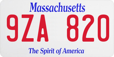 MA license plate 9ZA820