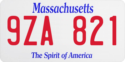 MA license plate 9ZA821