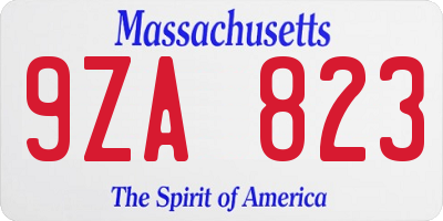 MA license plate 9ZA823