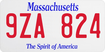 MA license plate 9ZA824