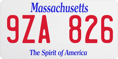 MA license plate 9ZA826