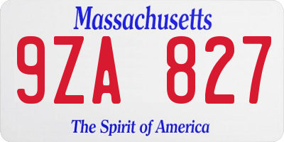 MA license plate 9ZA827