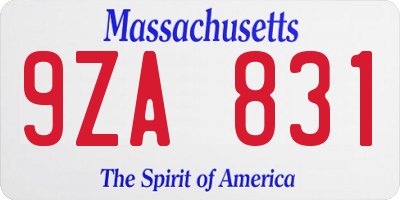 MA license plate 9ZA831